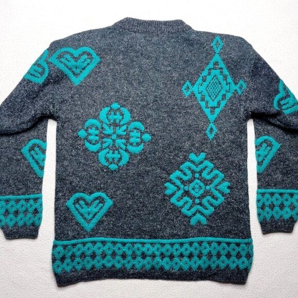 Vintage David Brent Acrylic Sweater Women's Small Gray Pullover Grannycore 80's - Picture 3 of 8